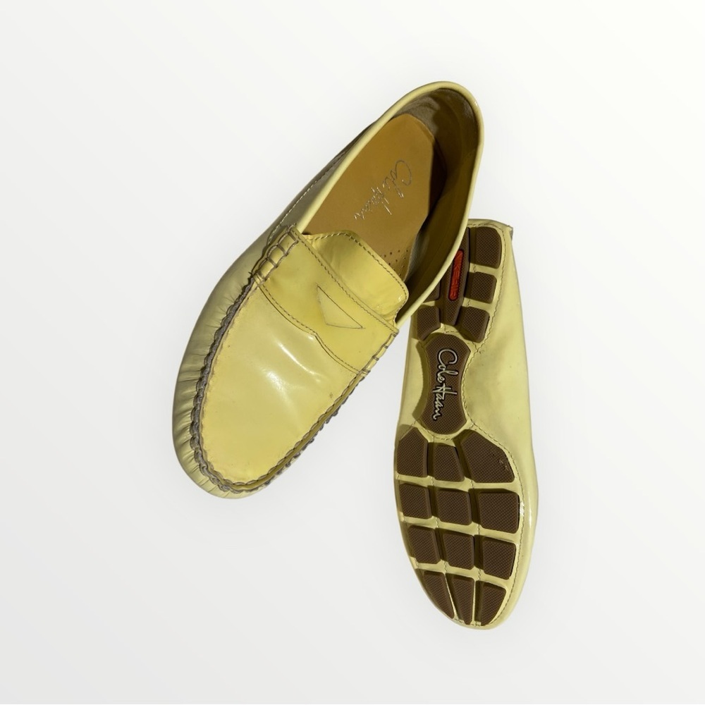 Cole Haan Yellow Patent Driving Loafers Nike Air Sole - Picture 4 of 7
